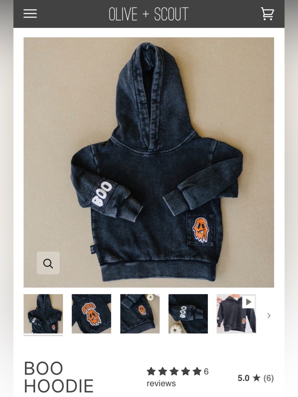 Kids' Black 'Boo' Hoodie